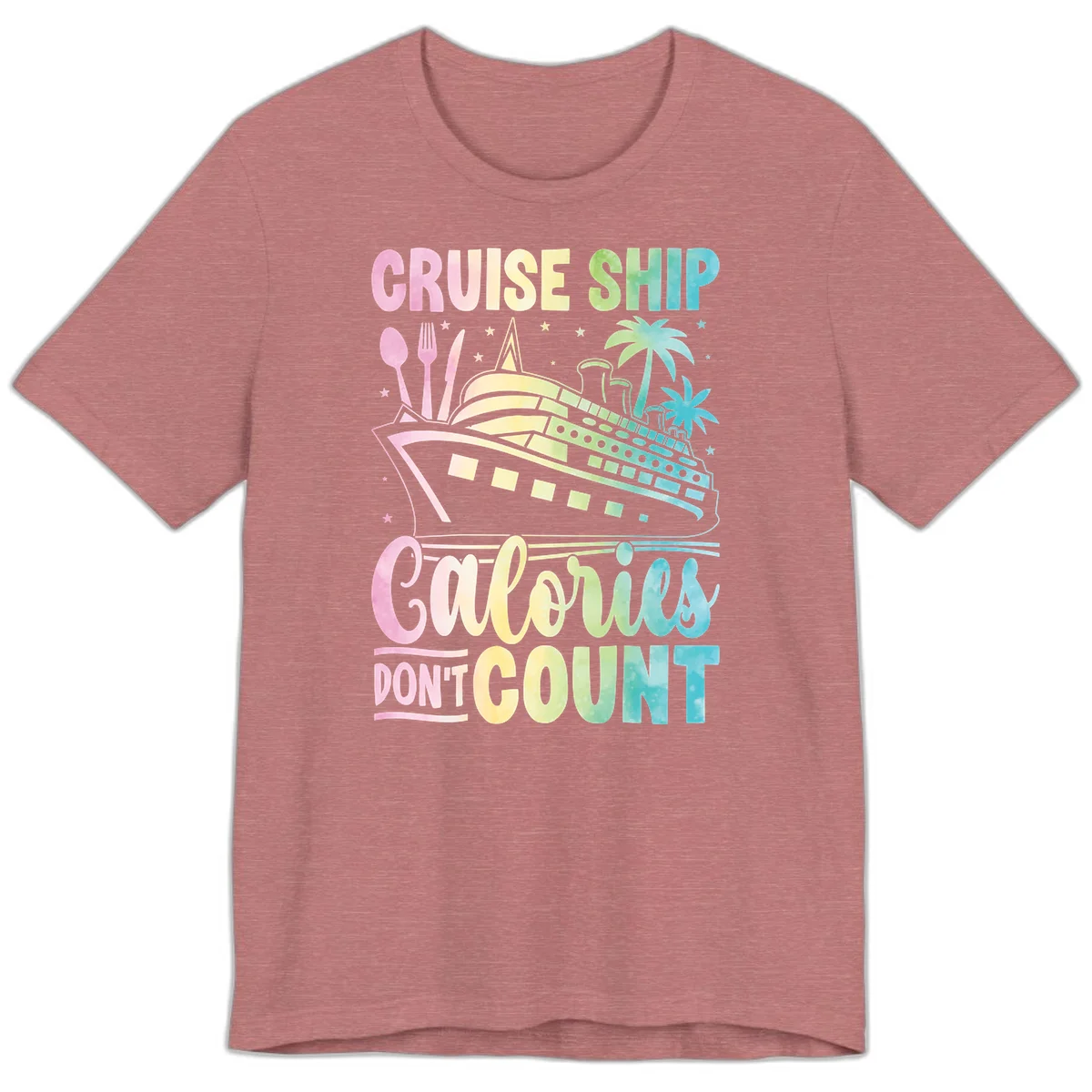 Cruise Ship Calories Don't Count Premium T-Shirt in Heather Mauve