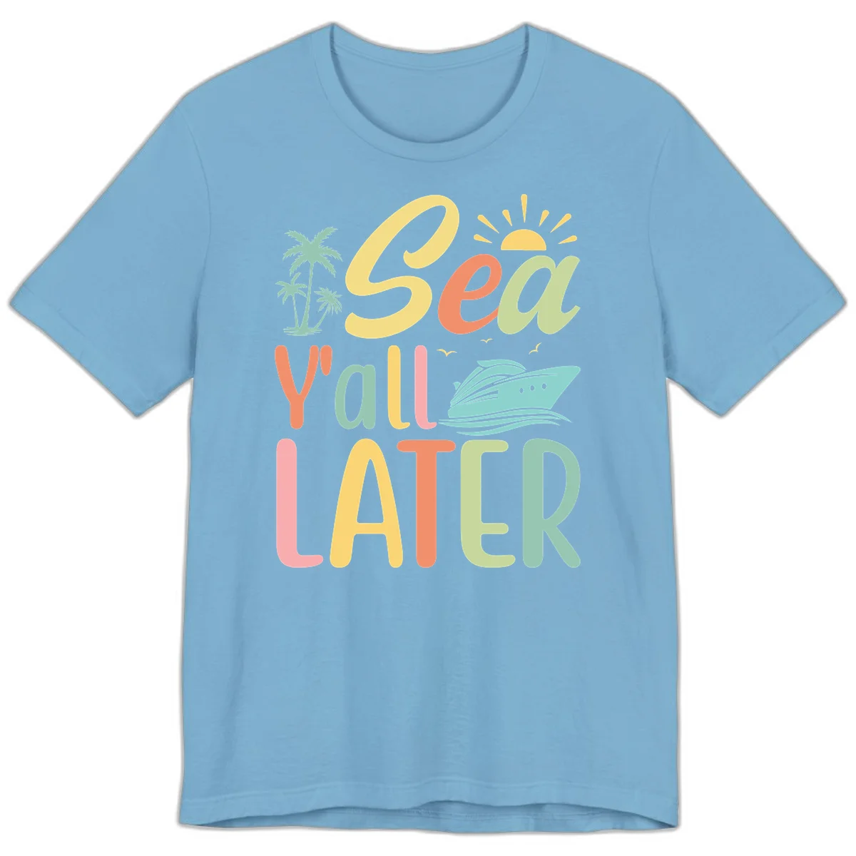 Sea Ya Later Cruise Premium T-Shirt in Ocean Blue