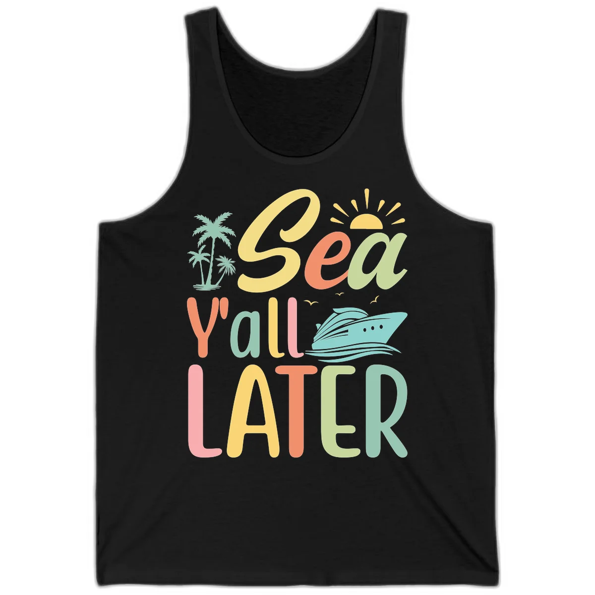 Sea Ya Later Cruise Tank Top in Black