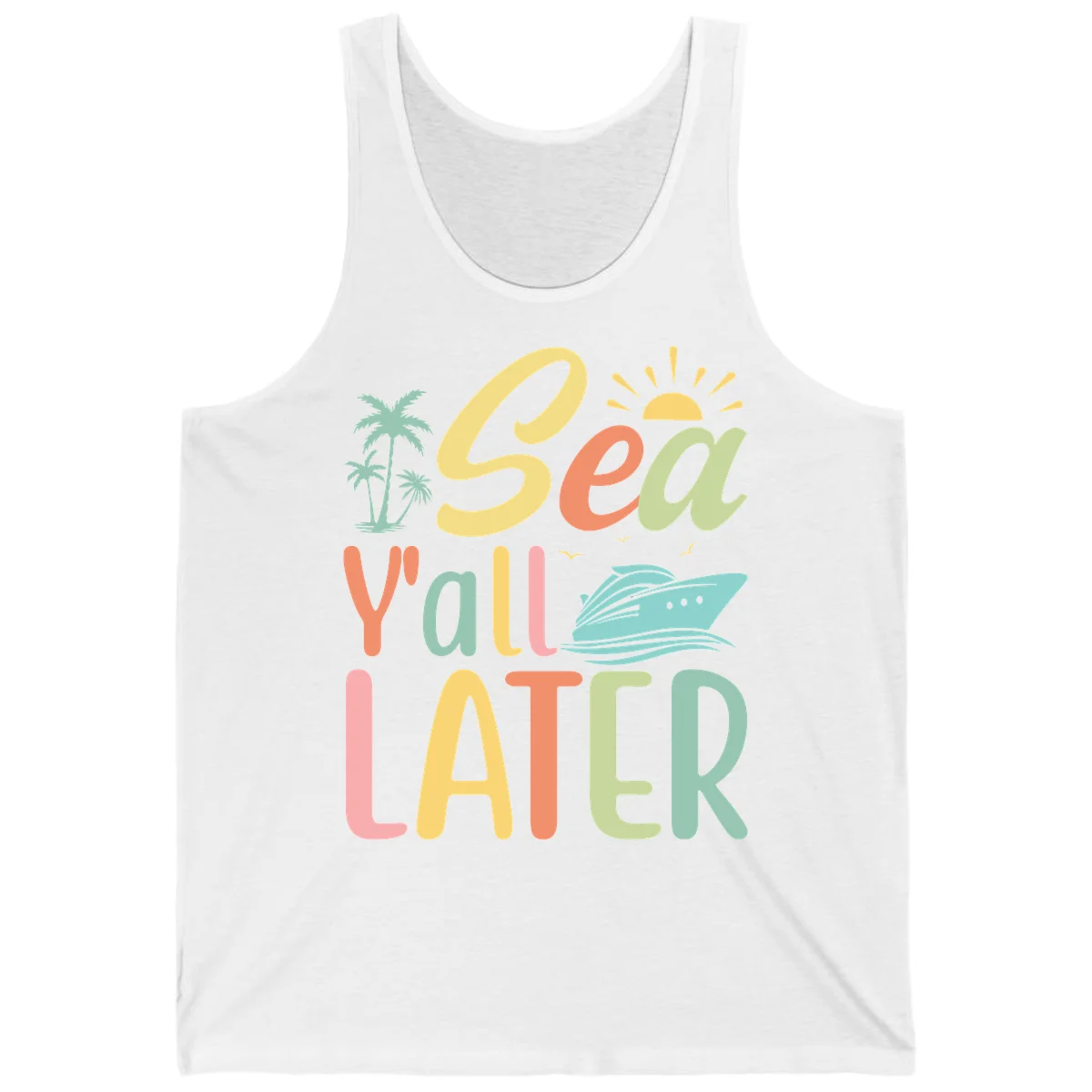 Sea Ya Later Cruise Tank Top in White