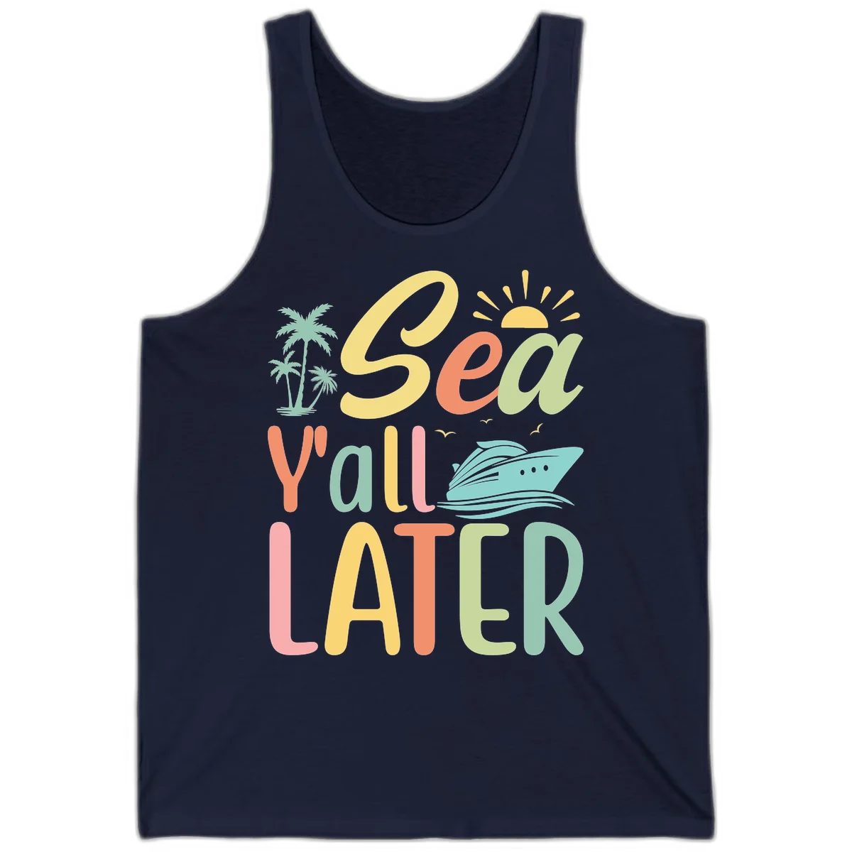 Sea Ya Later Cruise Tank Top in Navy