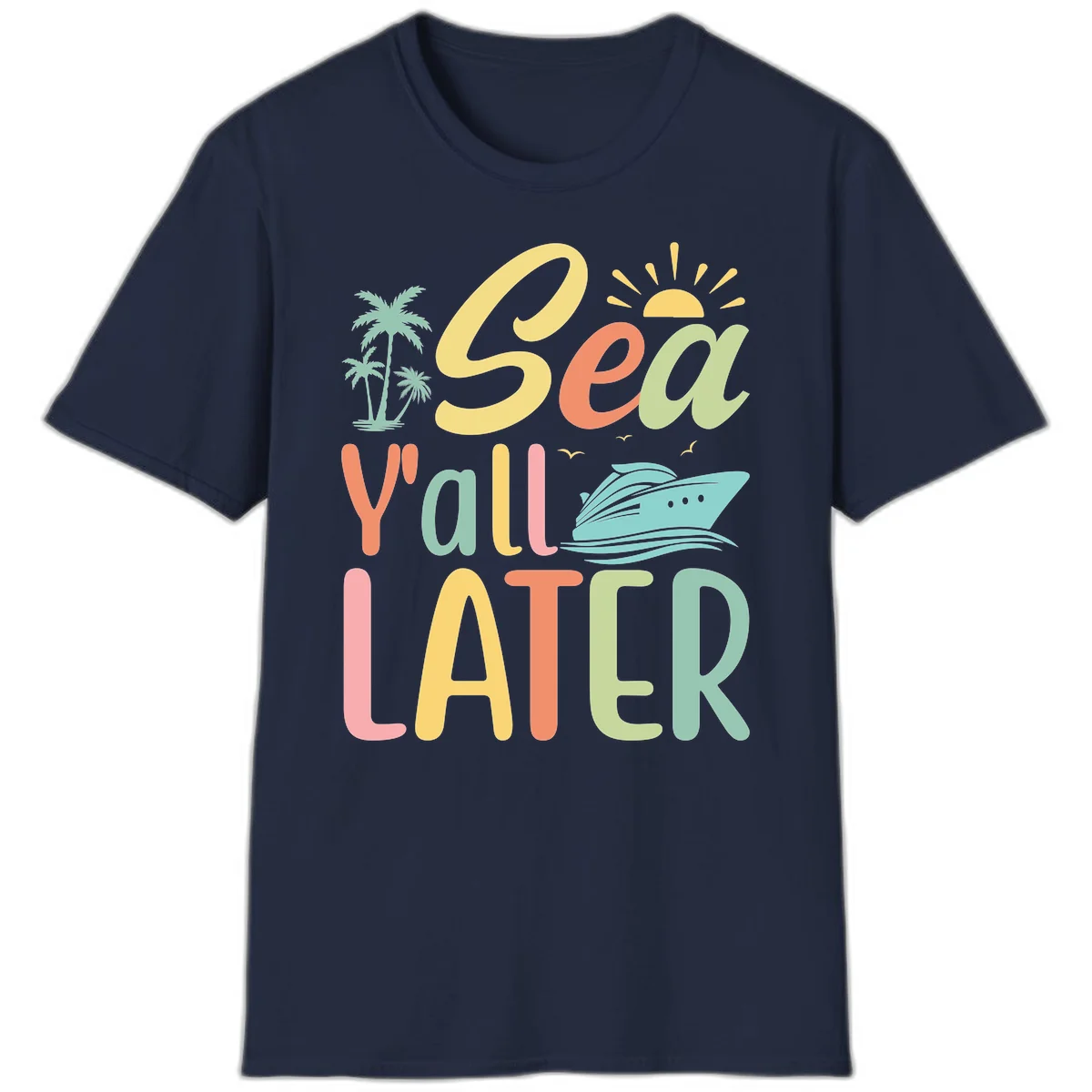 Sea Ya Later Cruise T-Shirt in Navy