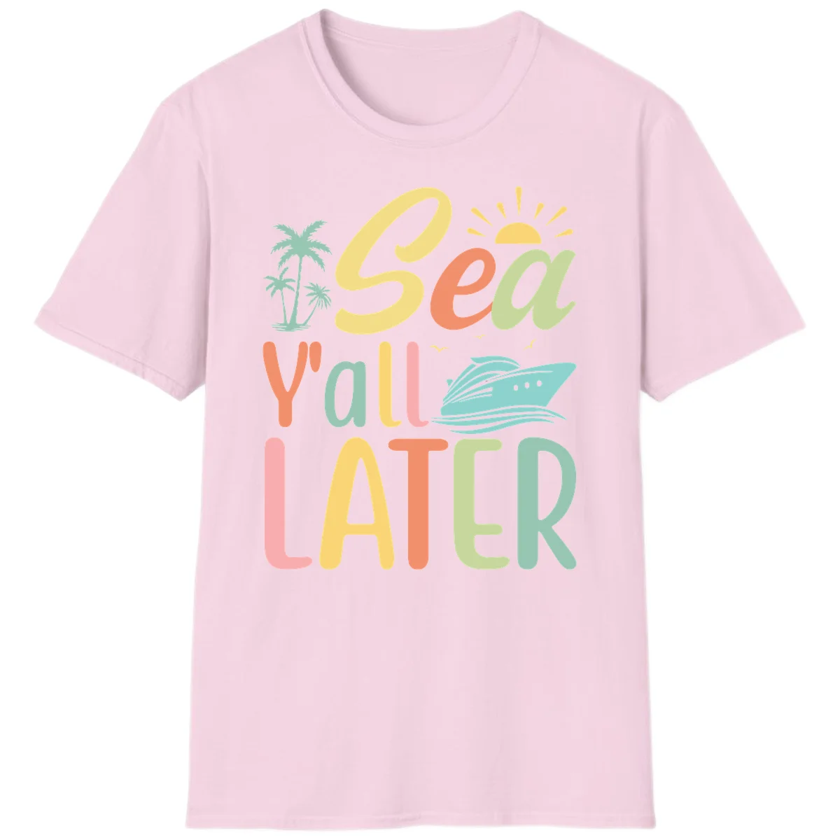 Sea Ya Later Cruise T-Shirt in Light Pink
