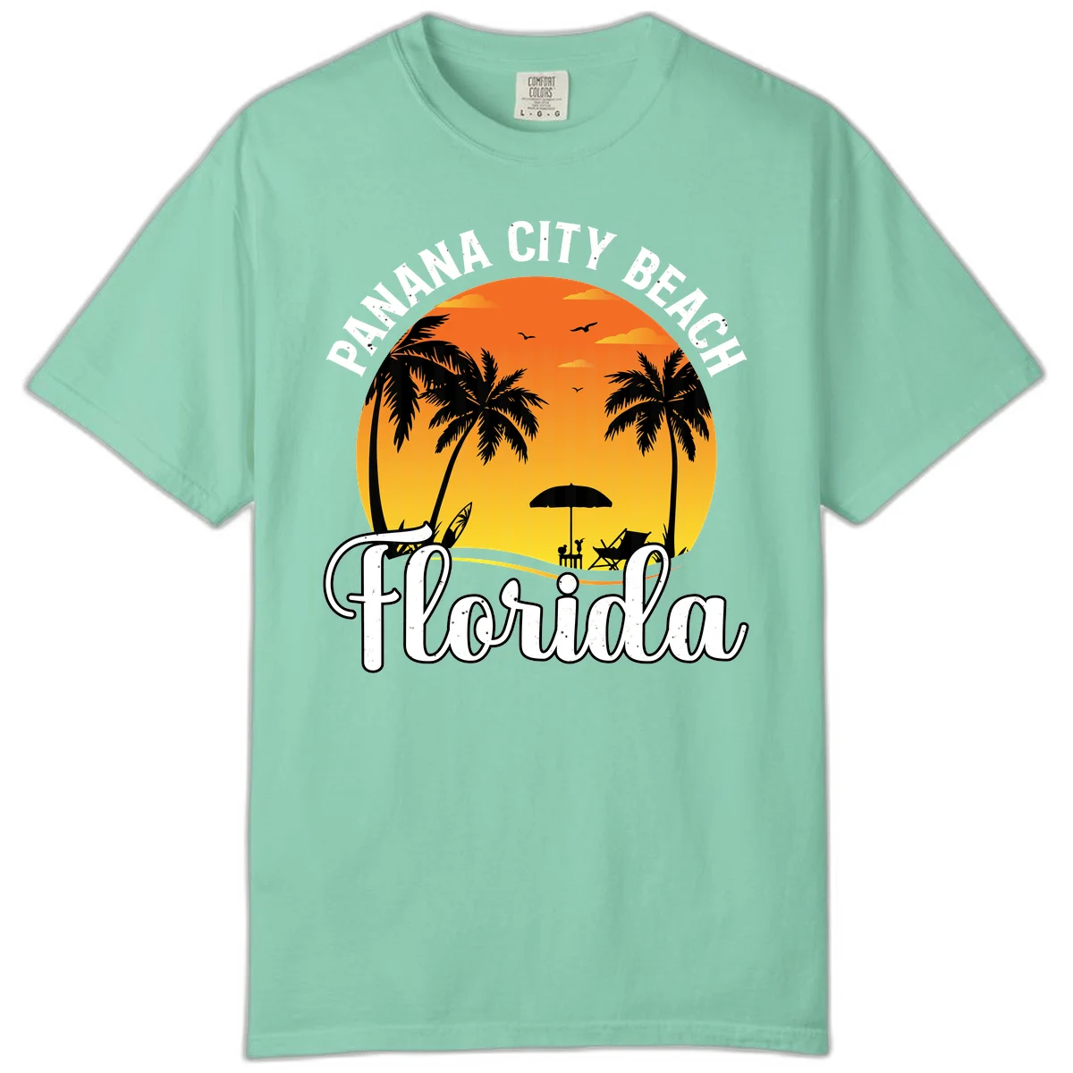 Panama City Beach Tiki Sunset Comfort Color in Island Reef