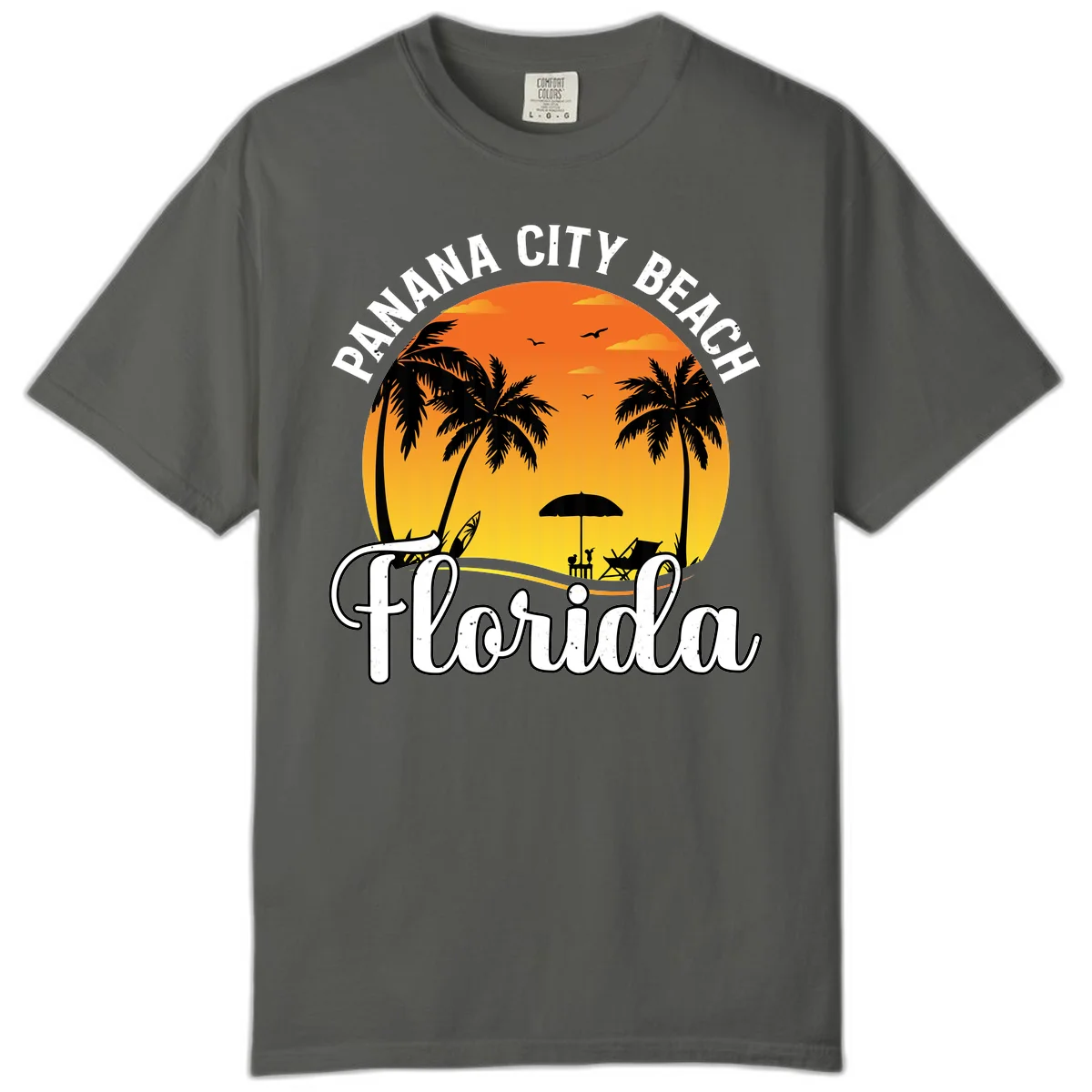 Panama City Beach Tiki Sunset Comfort Color in Pepper