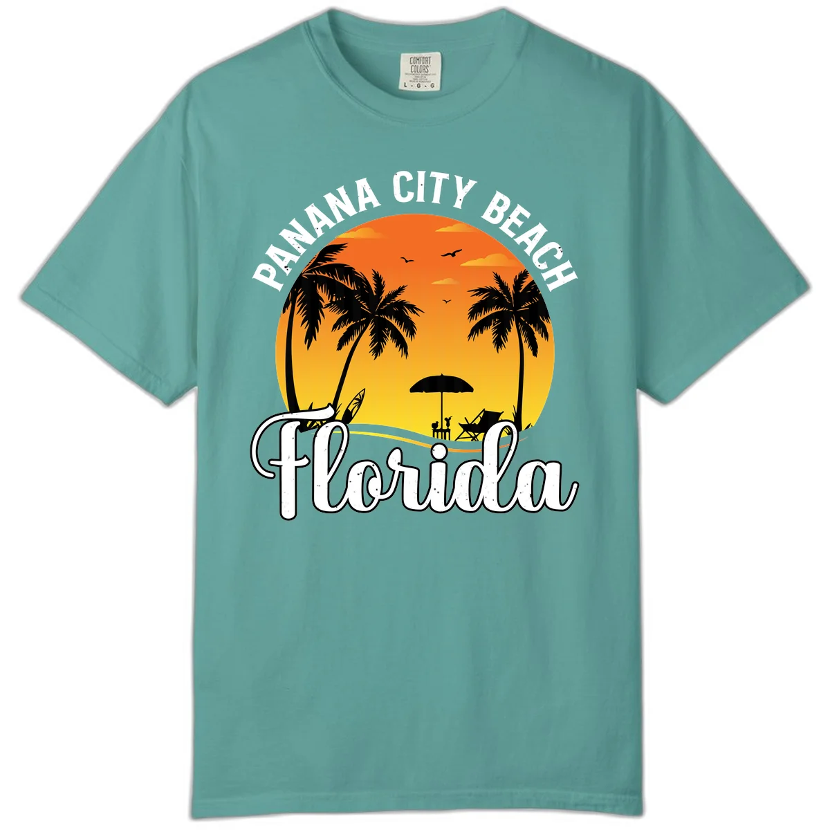 Panama City Beach Tiki Sunset Comfort Color in Seafoam