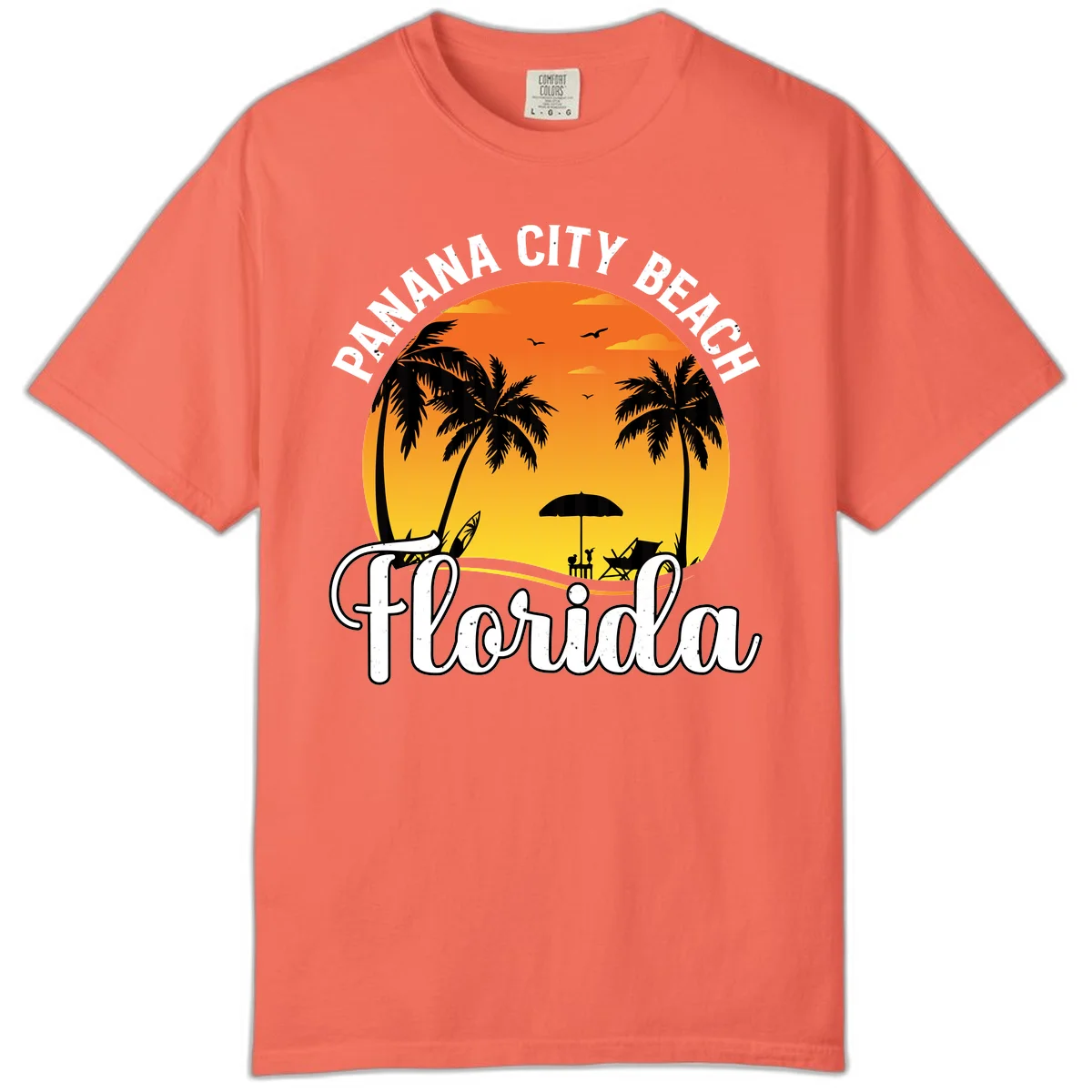 Panama City Beach Tiki Sunset Comfort Color in Bright Salmon