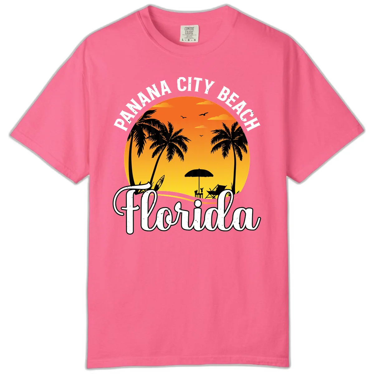 Panama City Beach Tiki Sunset Comfort Color in Crunchberry