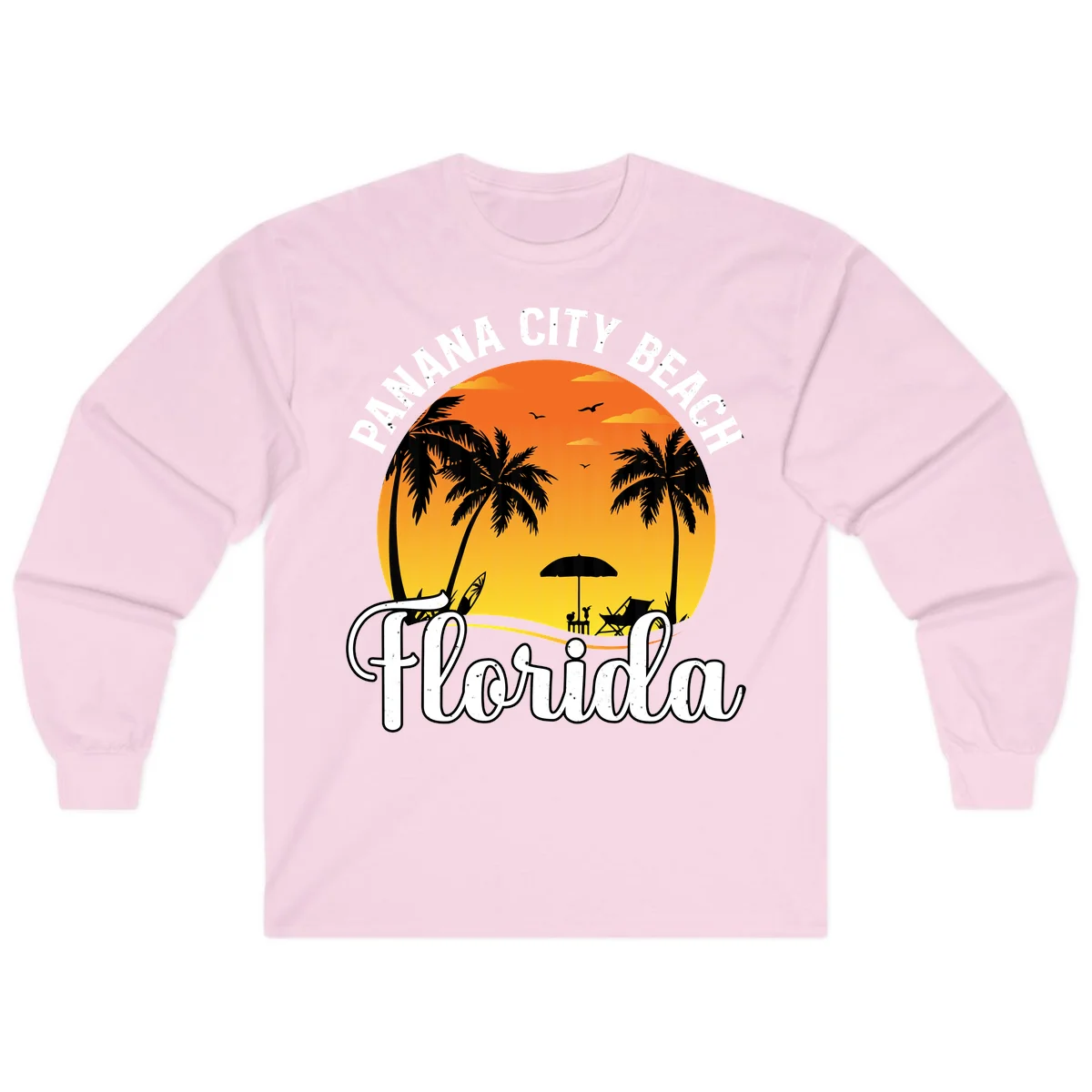Panama City Beach Tiki Sunset Long Sleeve in Light Pink
