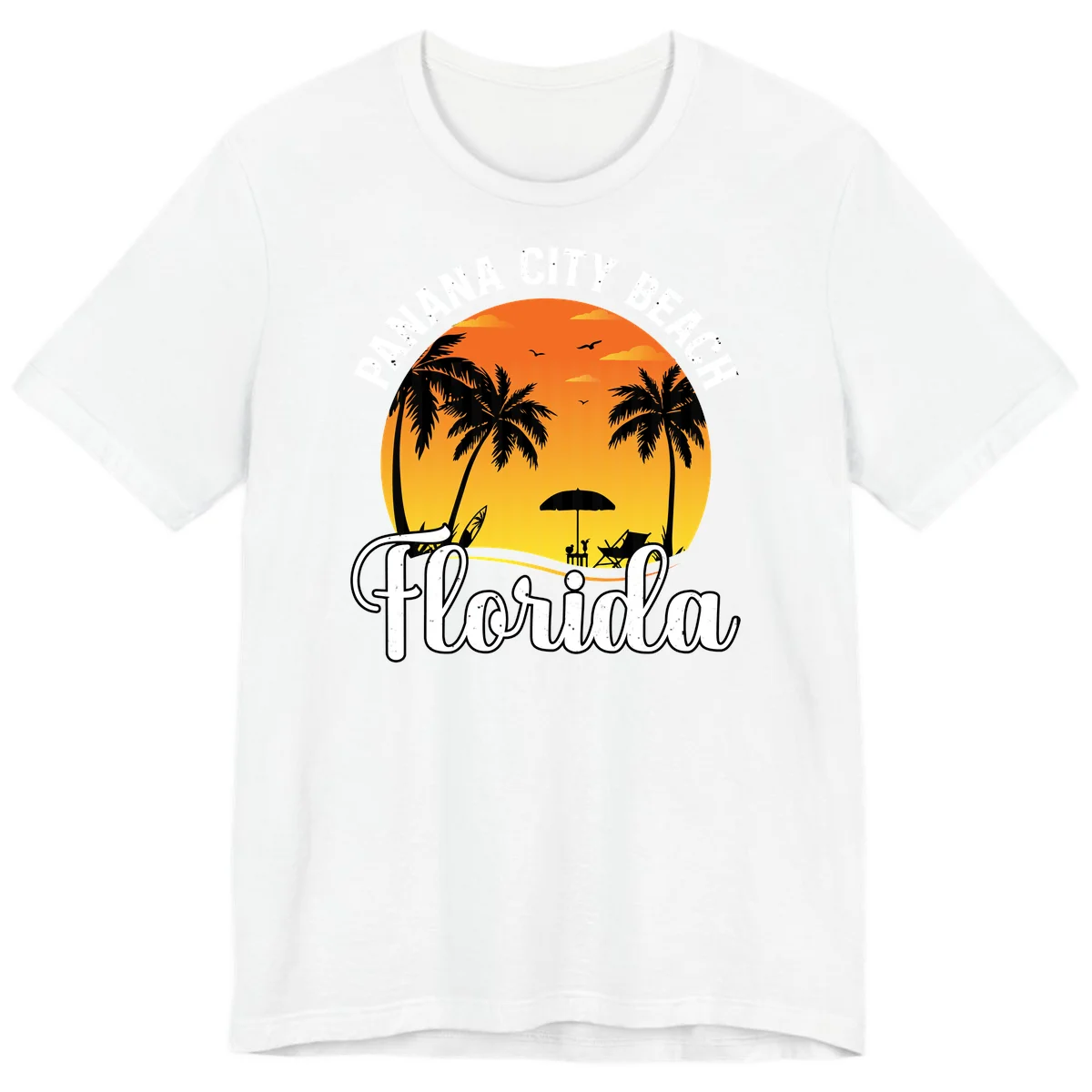 Panama City Beach Tiki Sunset Premium T-Shirt in White
