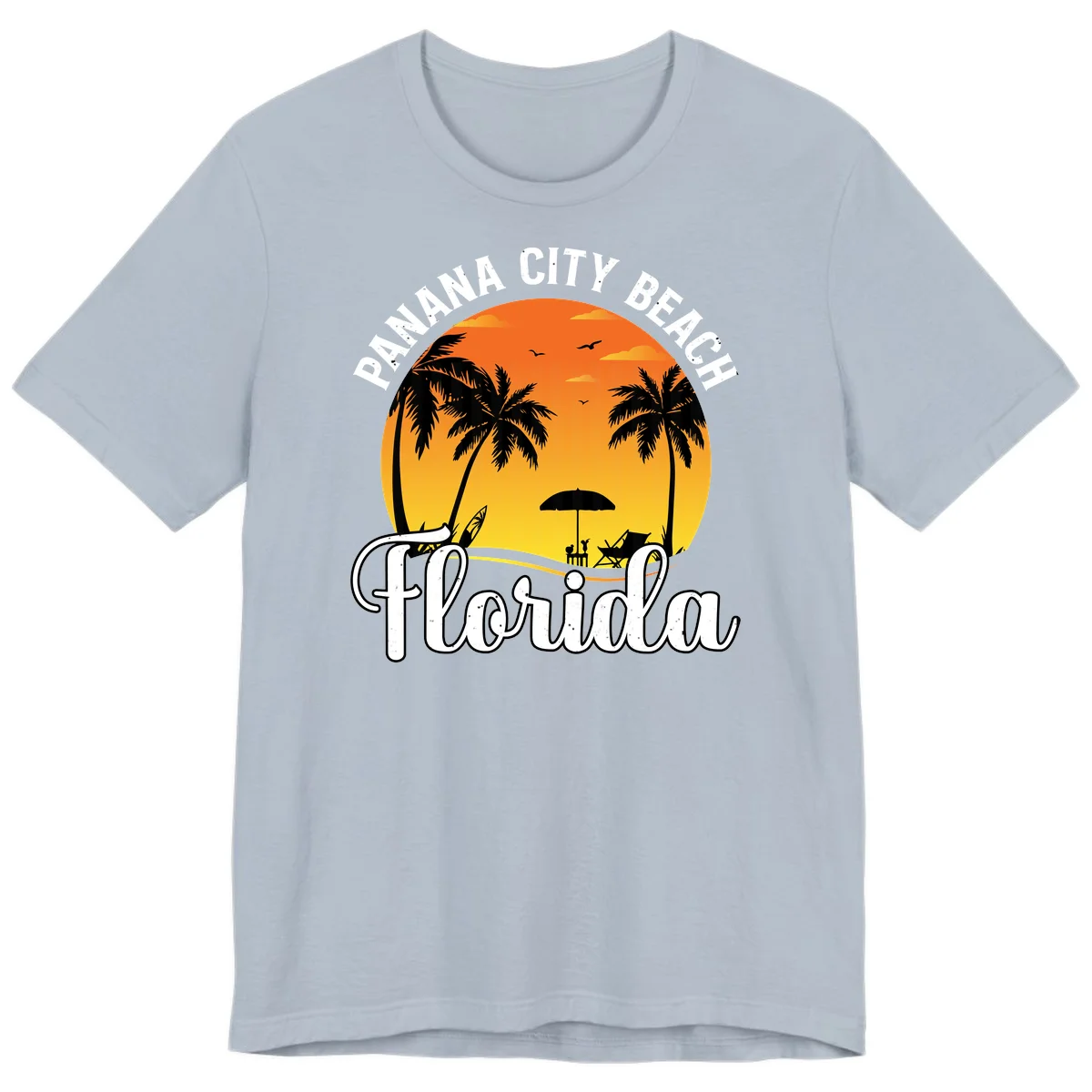 Panama City Beach Tiki Sunset Premium T-Shirt in Light Blue