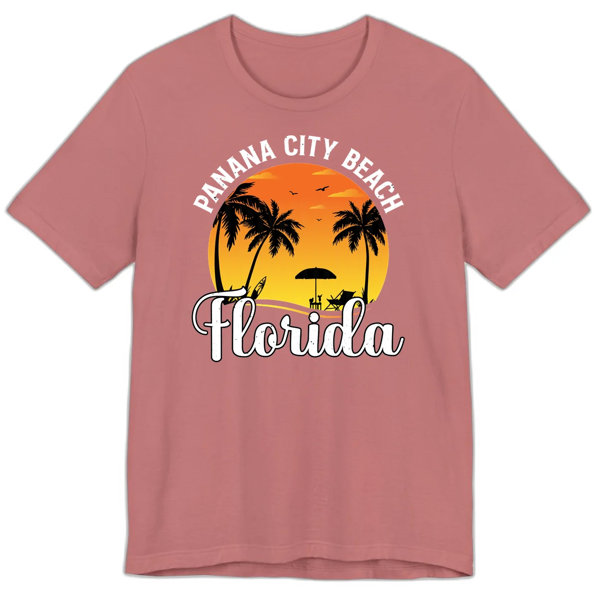 Panama City Beach Tiki Sunset Premium T-Shirt in Mauve
