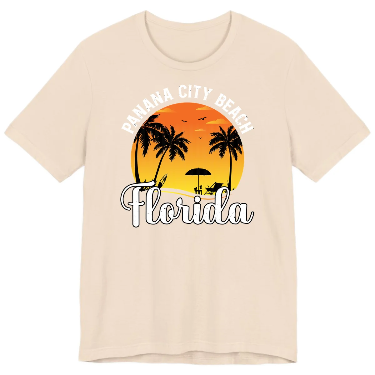 Panama City Beach Tiki Sunset Premium T-Shirt in Soft Cream