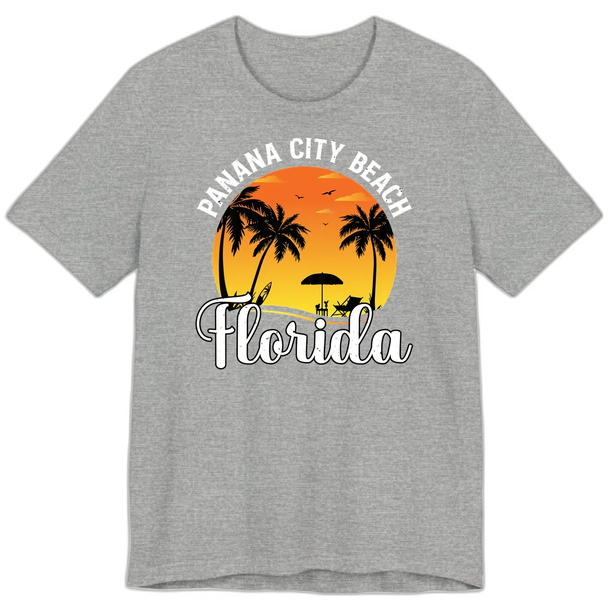 Panama City Beach Tiki Sunset Premium T-Shirt in Athletic Heather