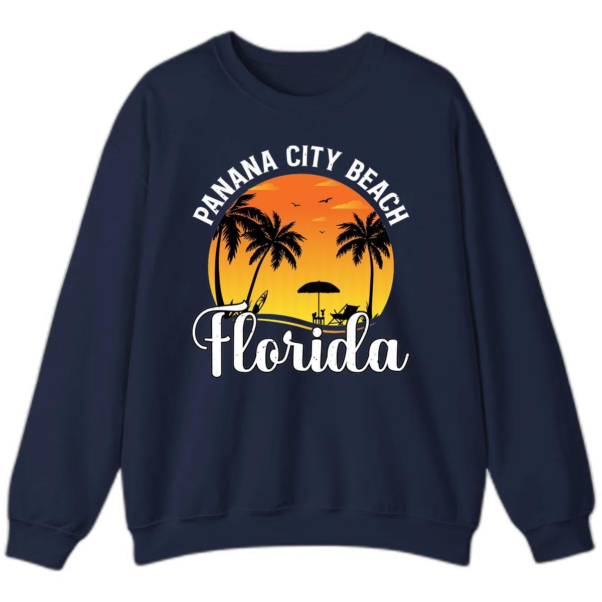 Panama City Beach Tiki Sunset Sweatshirt in Navy