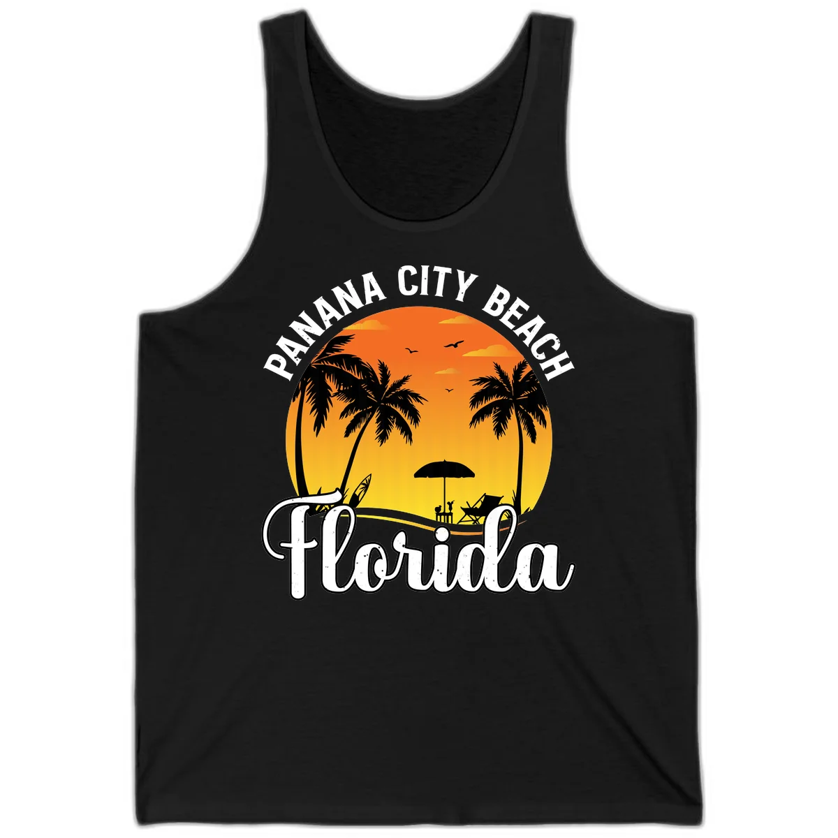 Panama City Beach Tiki Sunset Tank in Black