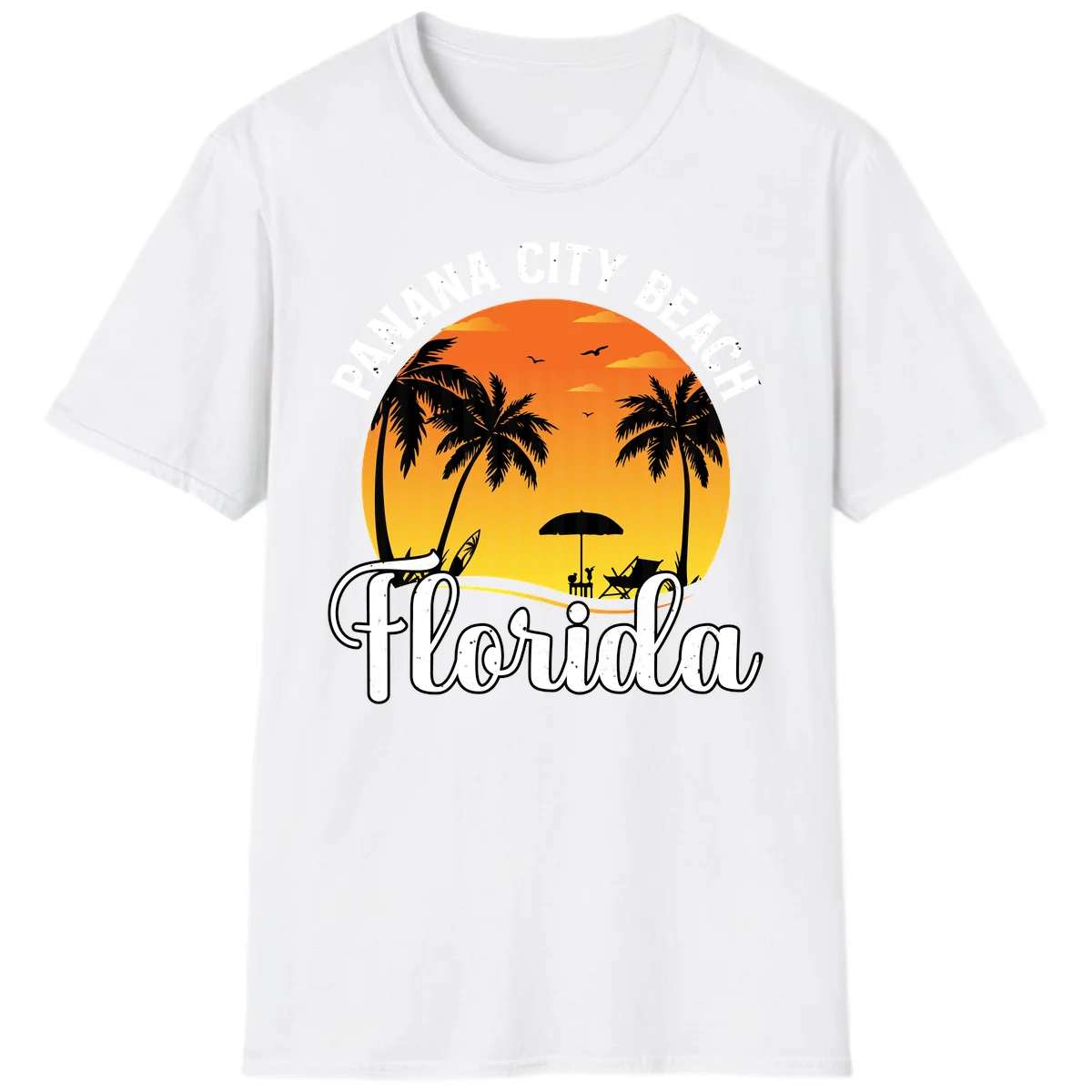 Panama City Beach Tiki Sunset T-Shirt in White
