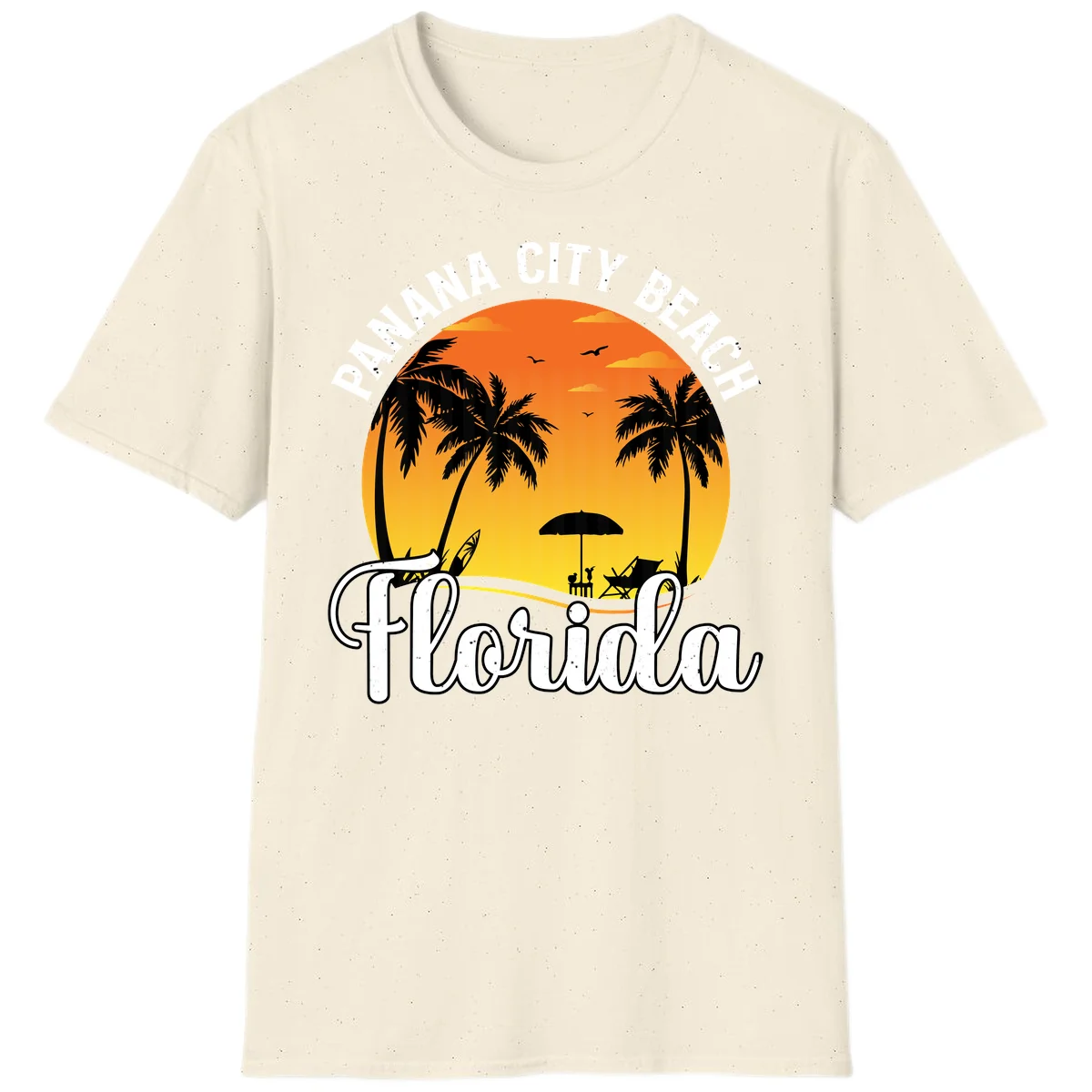 Panama City Beach Tiki Sunset T-Shirt in Natural