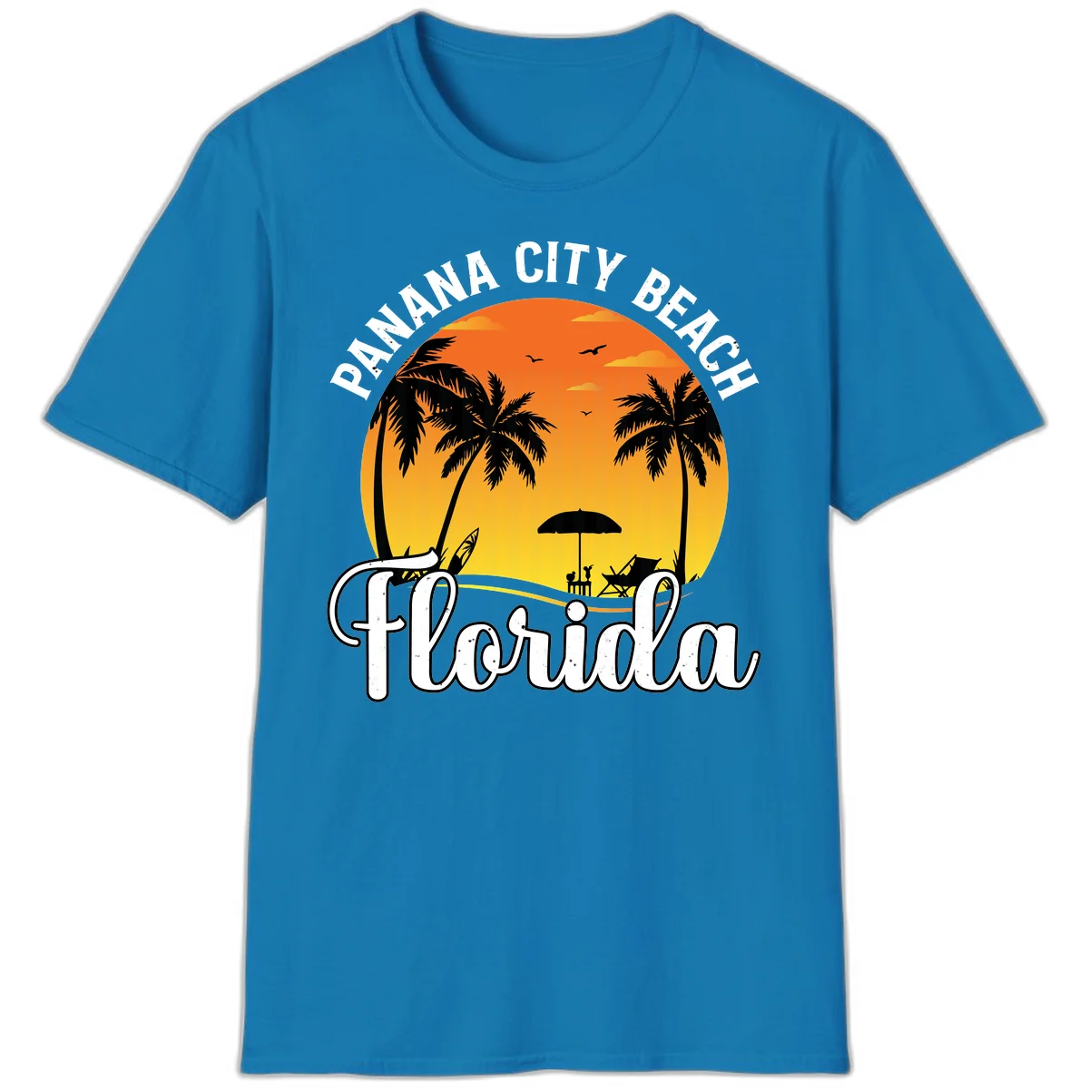 Panama City Beach Tiki Sunset T-Shirt in Sapphire