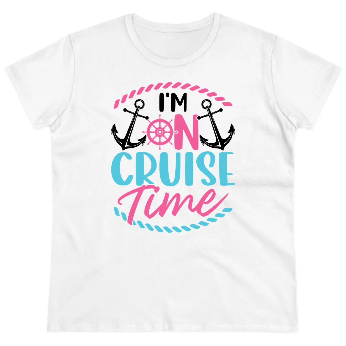 I'm On Cruise Time Ladies Tee in White
