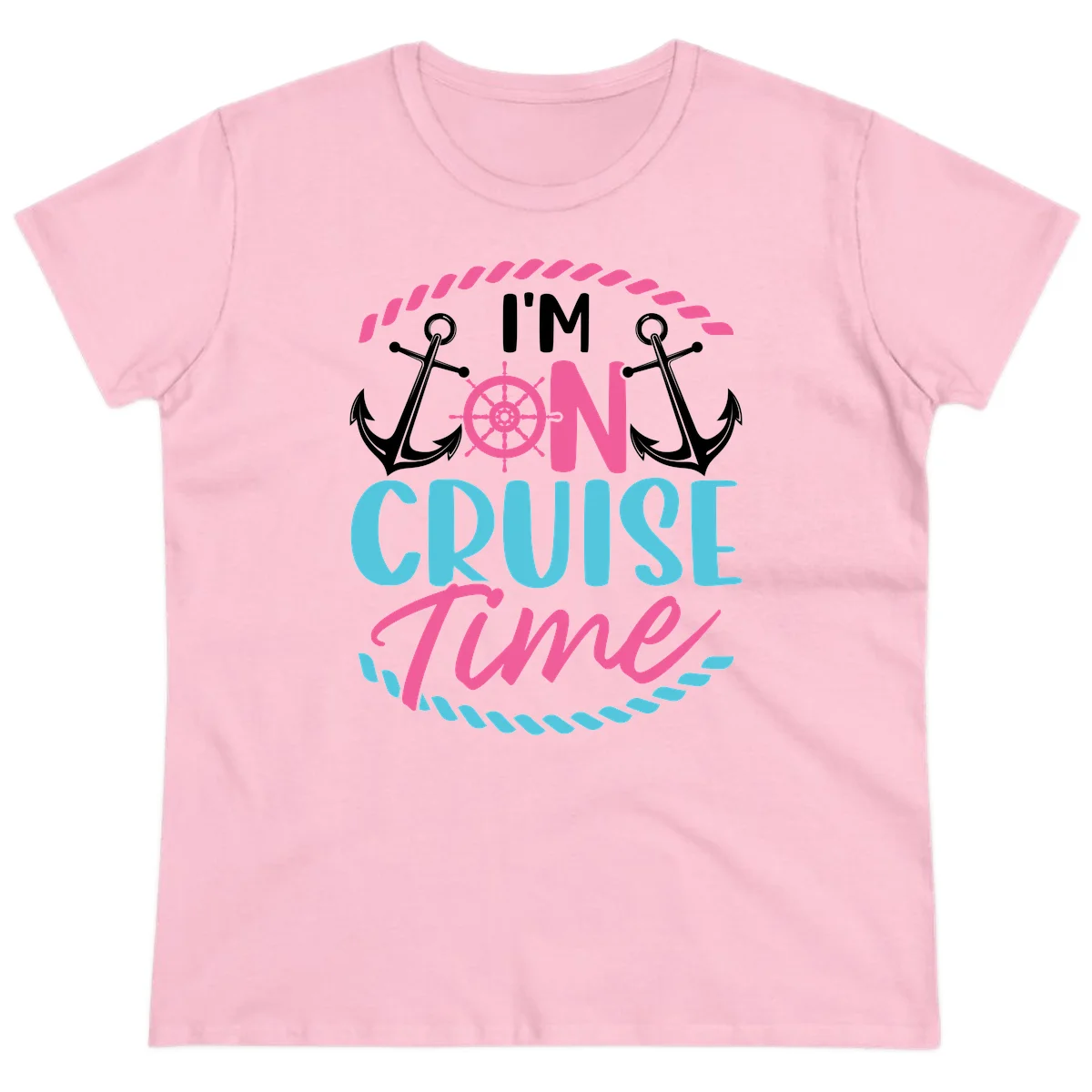 I'm On Cruise Time Ladies Tee in Light Pink