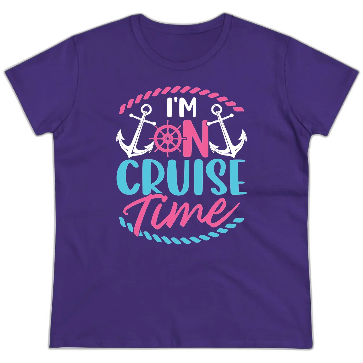 I'm On Cruise Time Ladies Tee in Purple