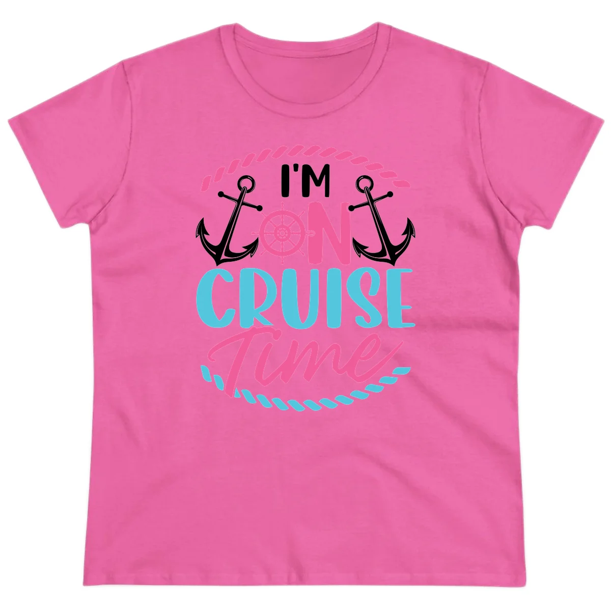 I'm On Cruise Time Ladies Tee in Azalea