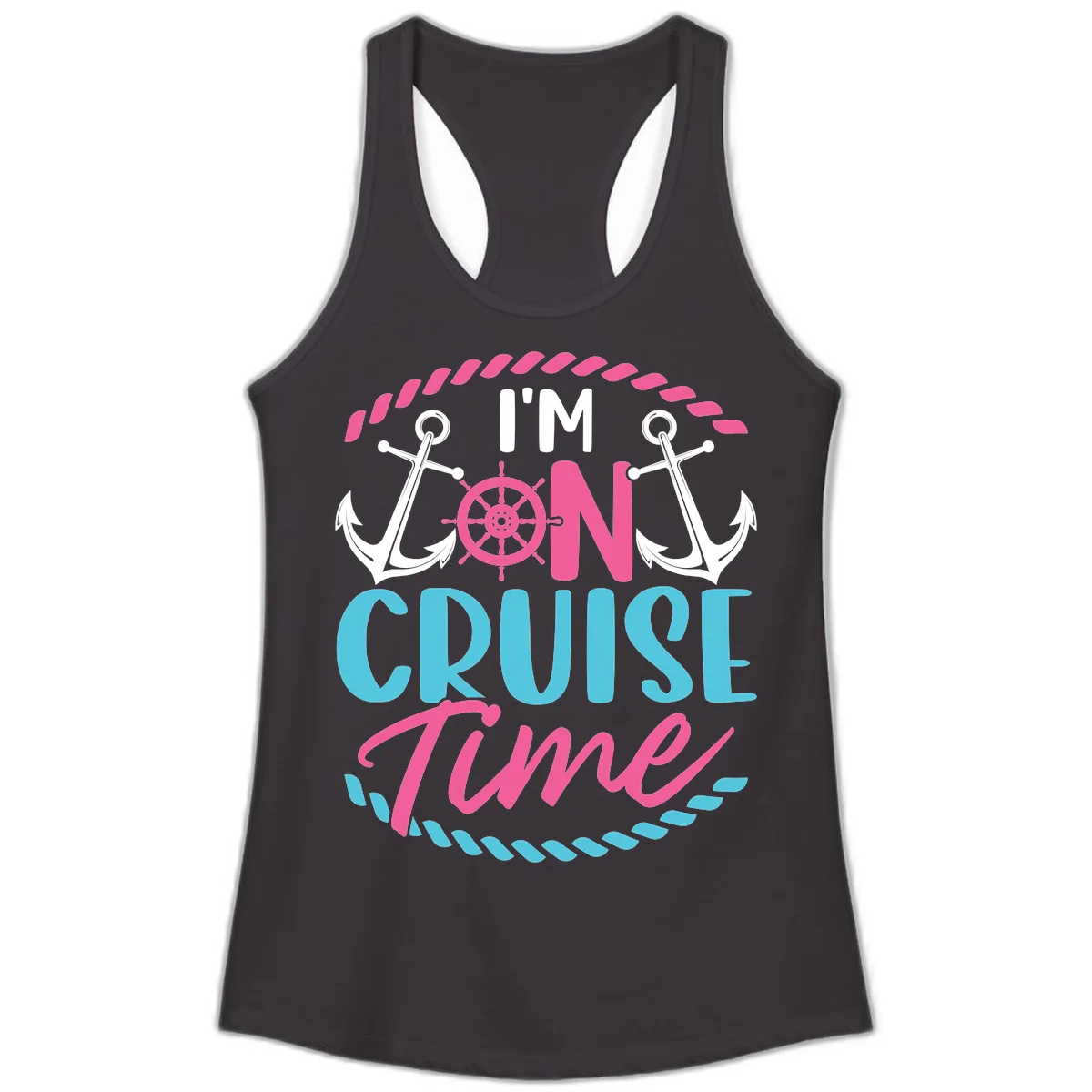 I'm On Cruise Time Ladies Tank in Black