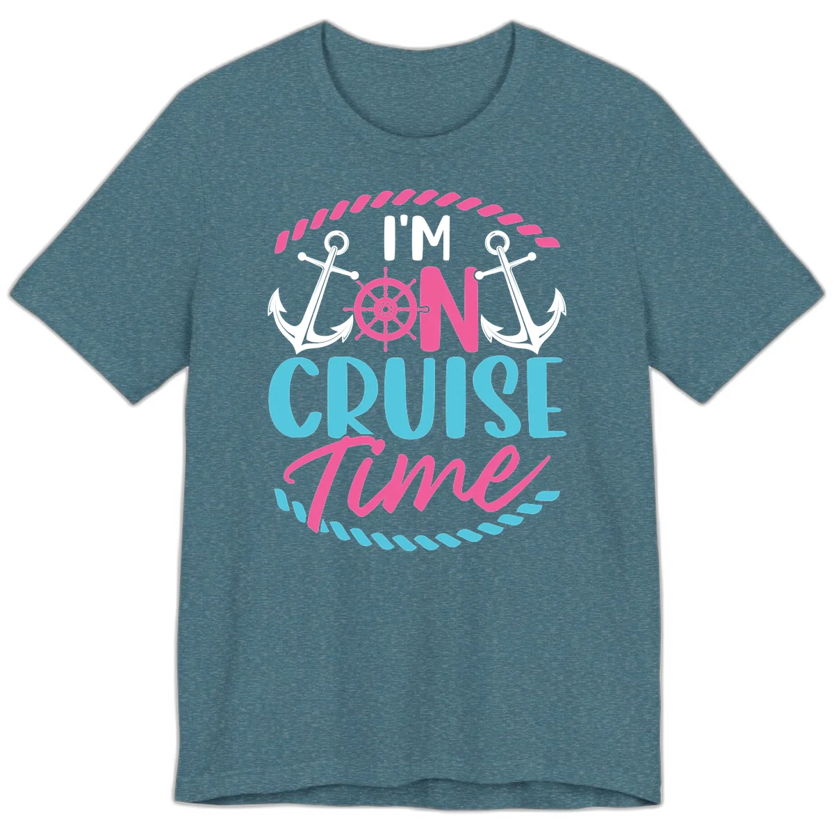 I'm On Cruise Time Premium T-Shirt in Heather Deep Teal