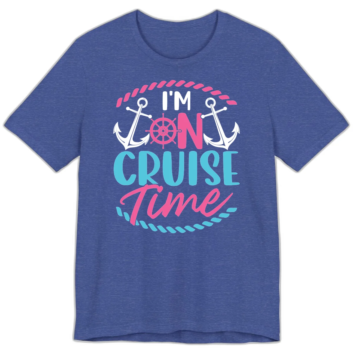 I'm On Cruise Time Premium T-Shirt in Heather True Royal