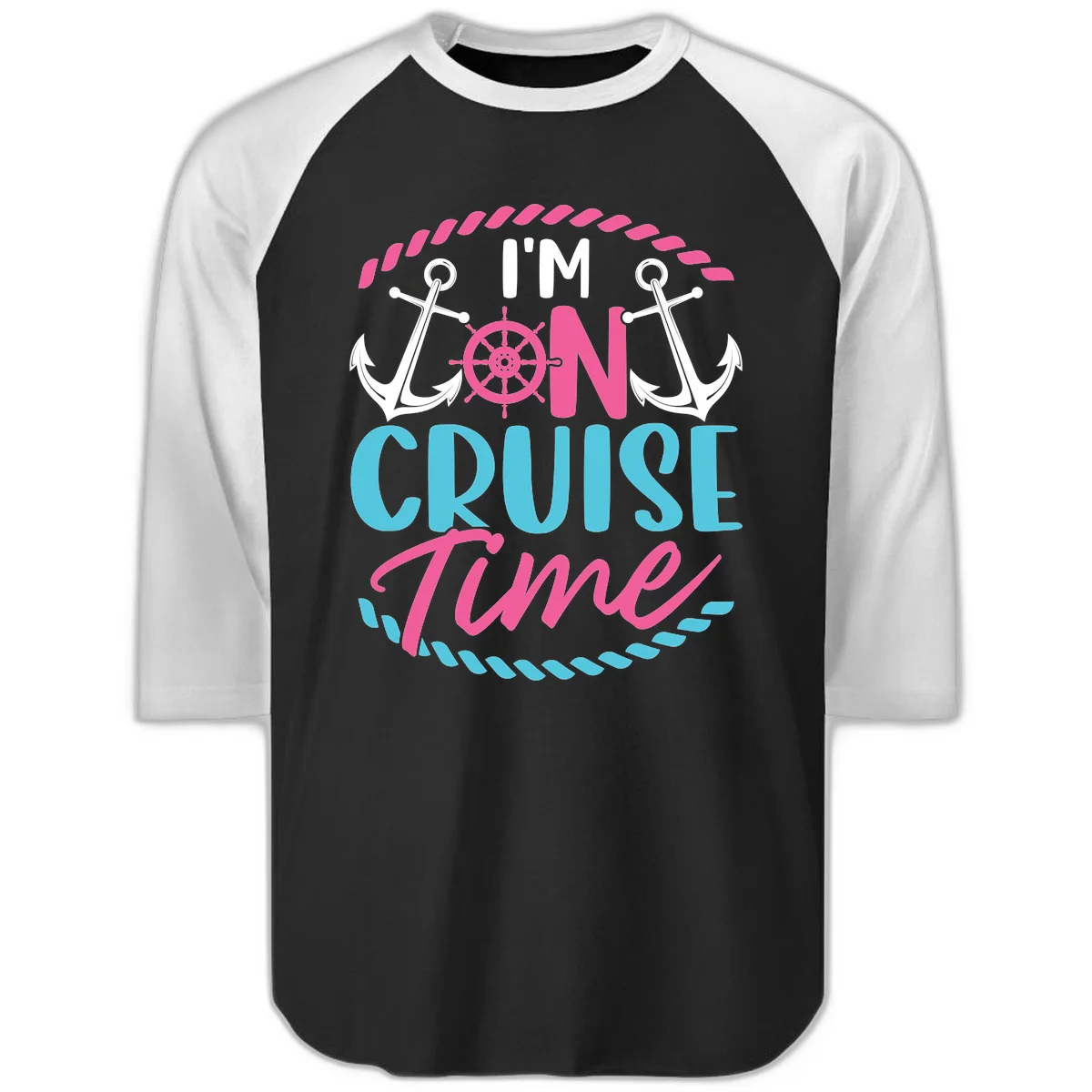 I'm On Cruise Time Raglan 3/4 in Black White
