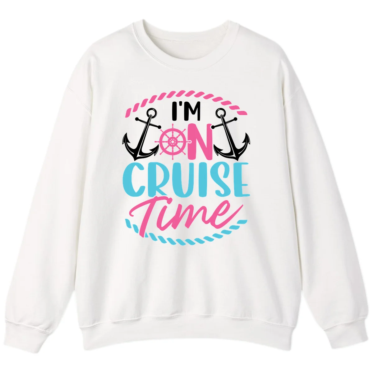 I'm On Cruise Time Sweatshirt in White