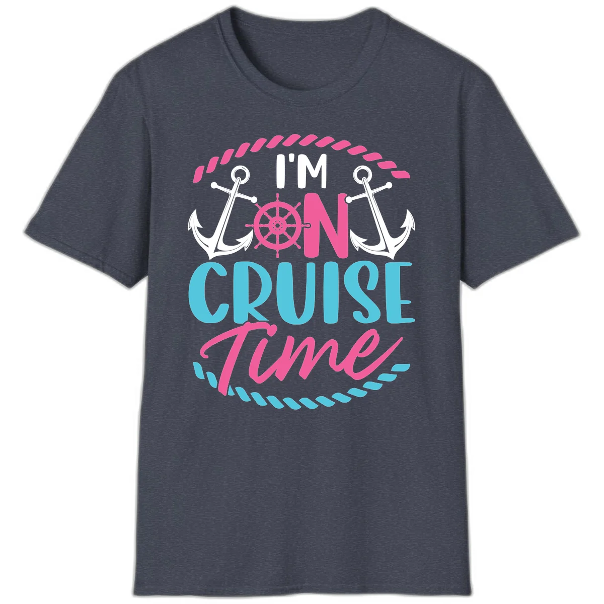 I'm On Cruise Time T-Shirt in Heather Navy
