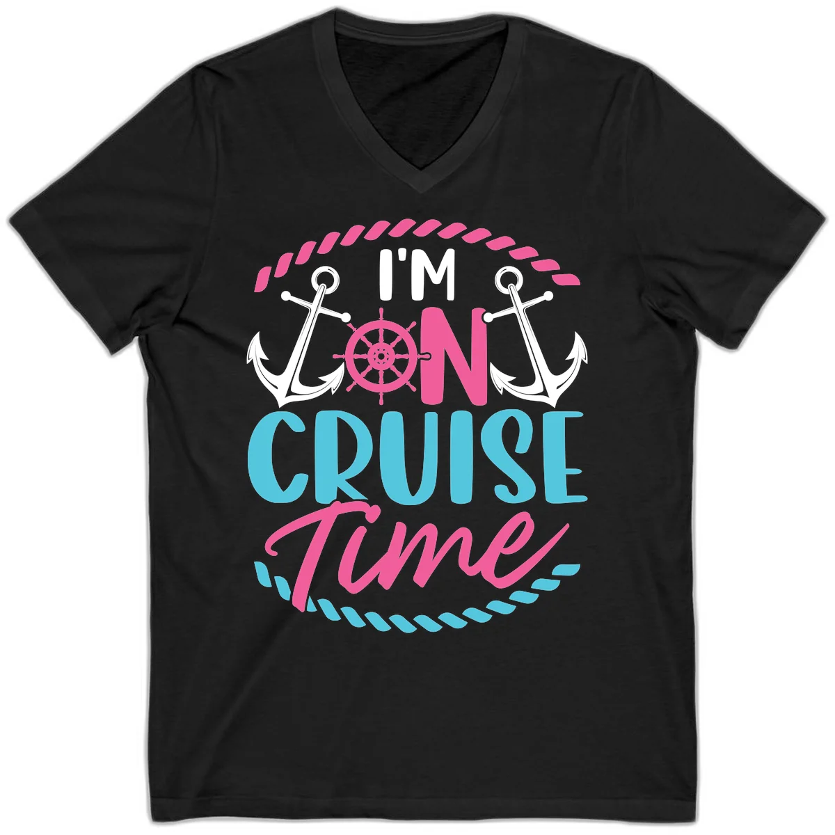 I'm On Cruise Time V-Neck in Black