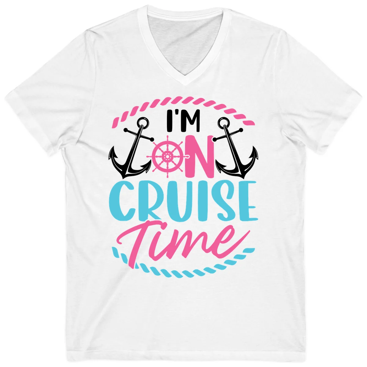 I'm On Cruise Time V-Neck in White