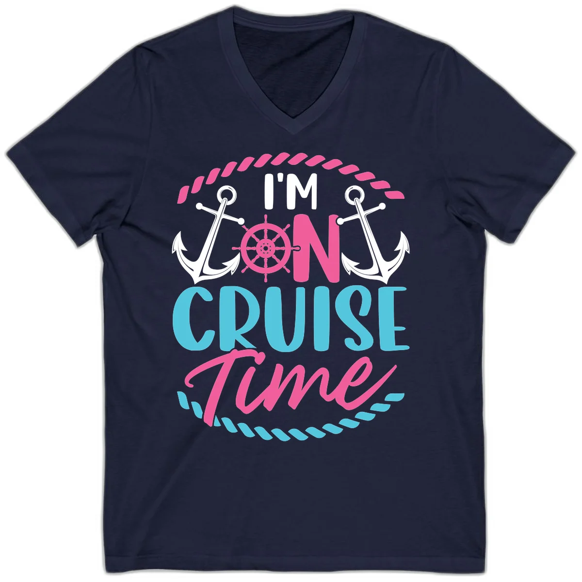 I'm On Cruise Time V-Neck in Navy