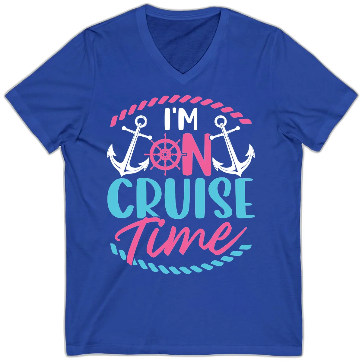 I'm On Cruise Time V-Neck in True Royal