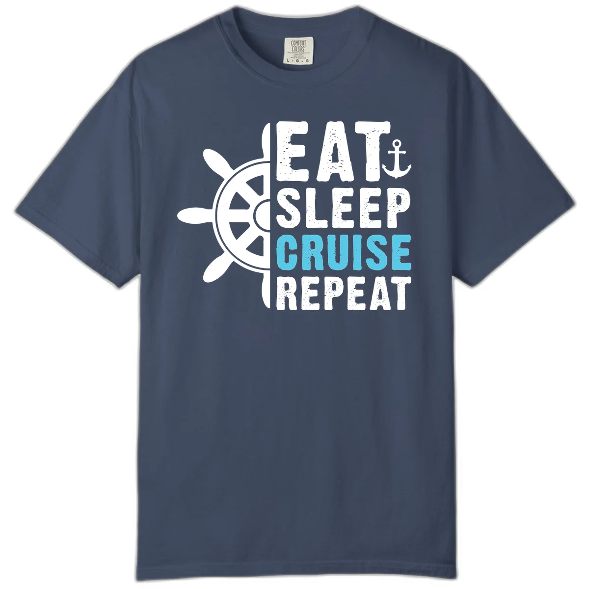 Eat Sleep Cruise Repeat Comfort Color Tee in Midnight