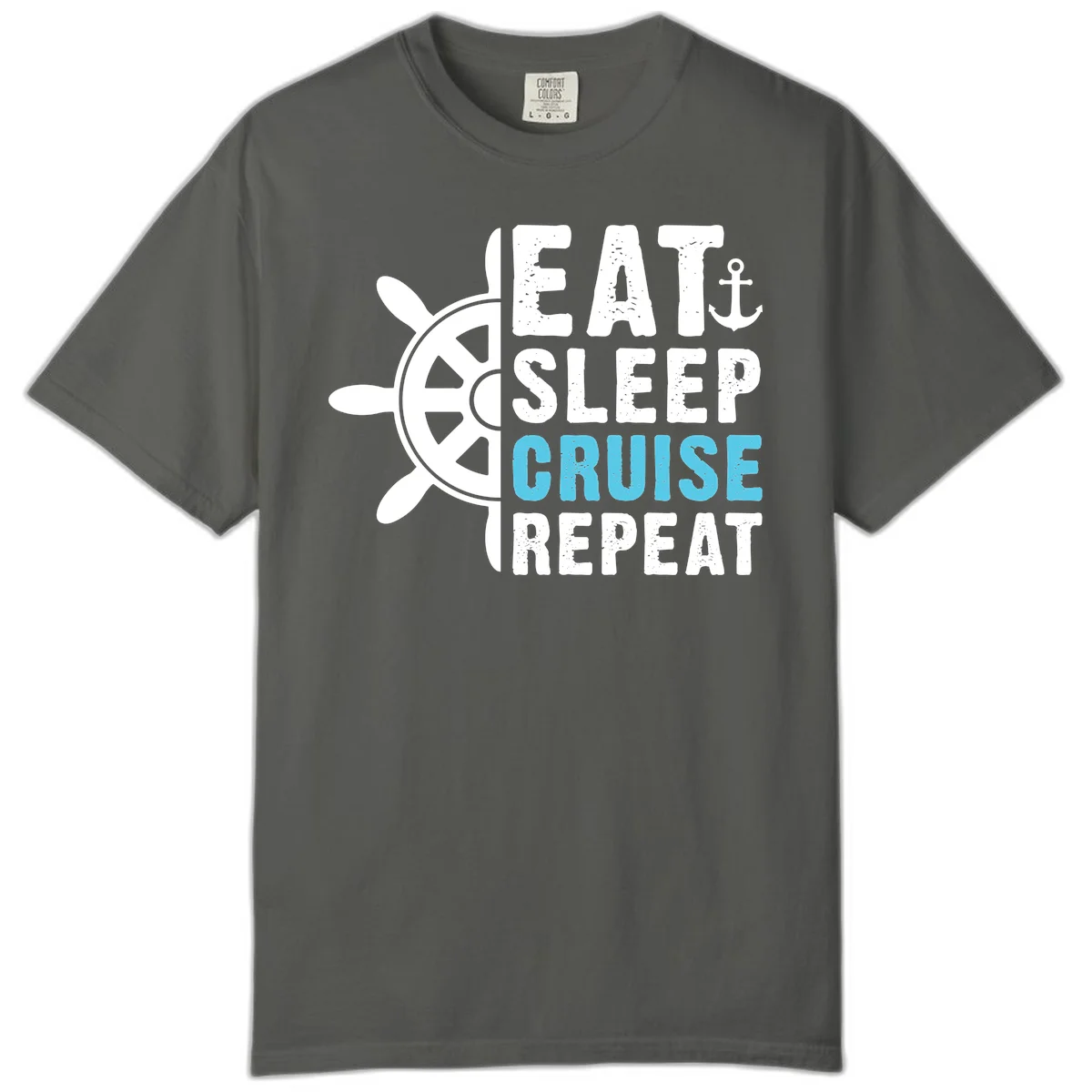 Eat Sleep Cruise Repeat Comfort Color Tee in Pepper