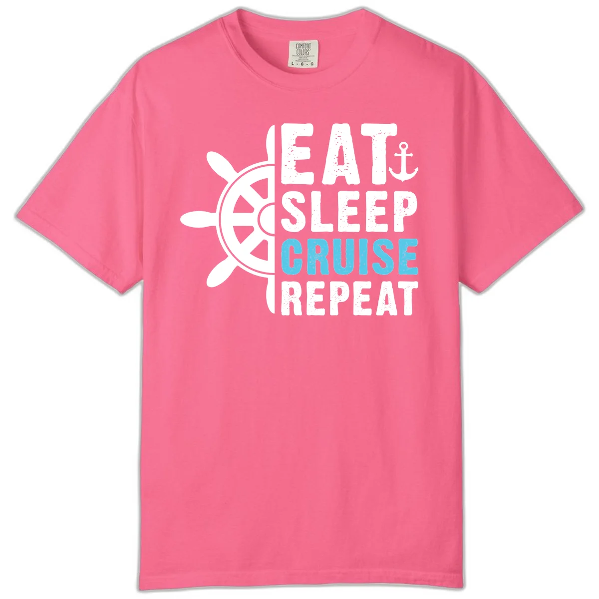 Eat Sleep Cruise Repeat Comfort Color Tee in Crunchberry