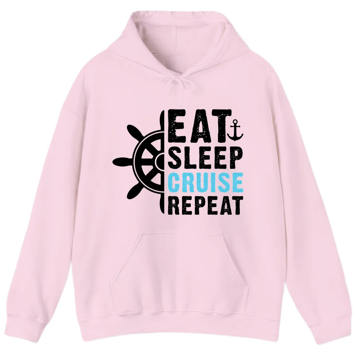 Eat Sleep Cruise Repeat Hoodie in Light Pink