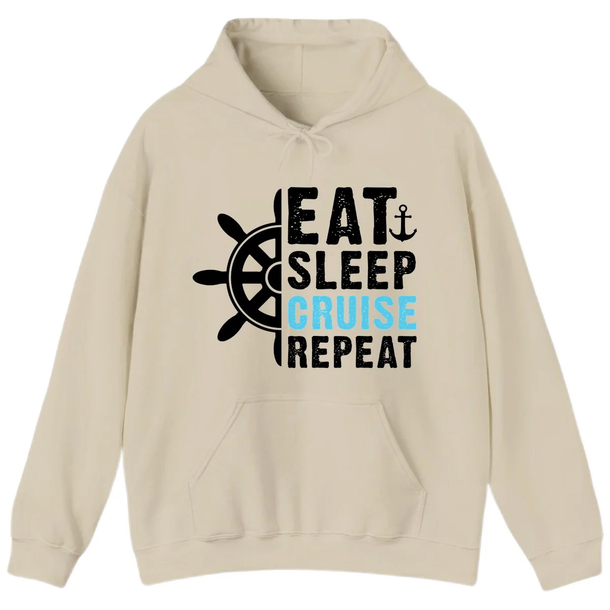 Eat Sleep Cruise Repeat Hoodie in Sand