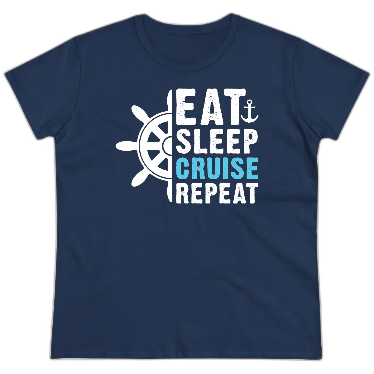 Eat Sleep Cruise Repeat Ladies Tee in Navy