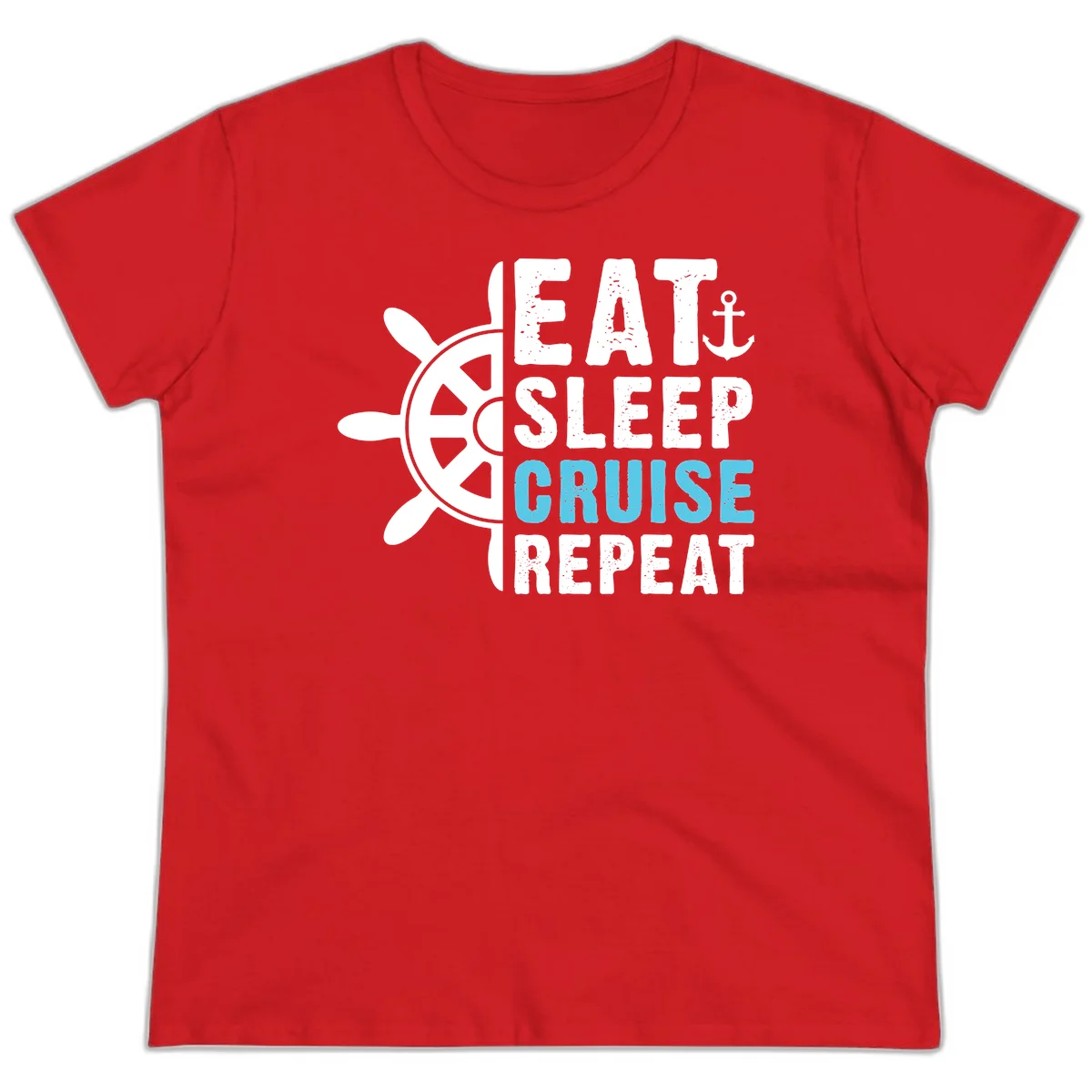 Eat Sleep Cruise Repeat Ladies Tee in Red