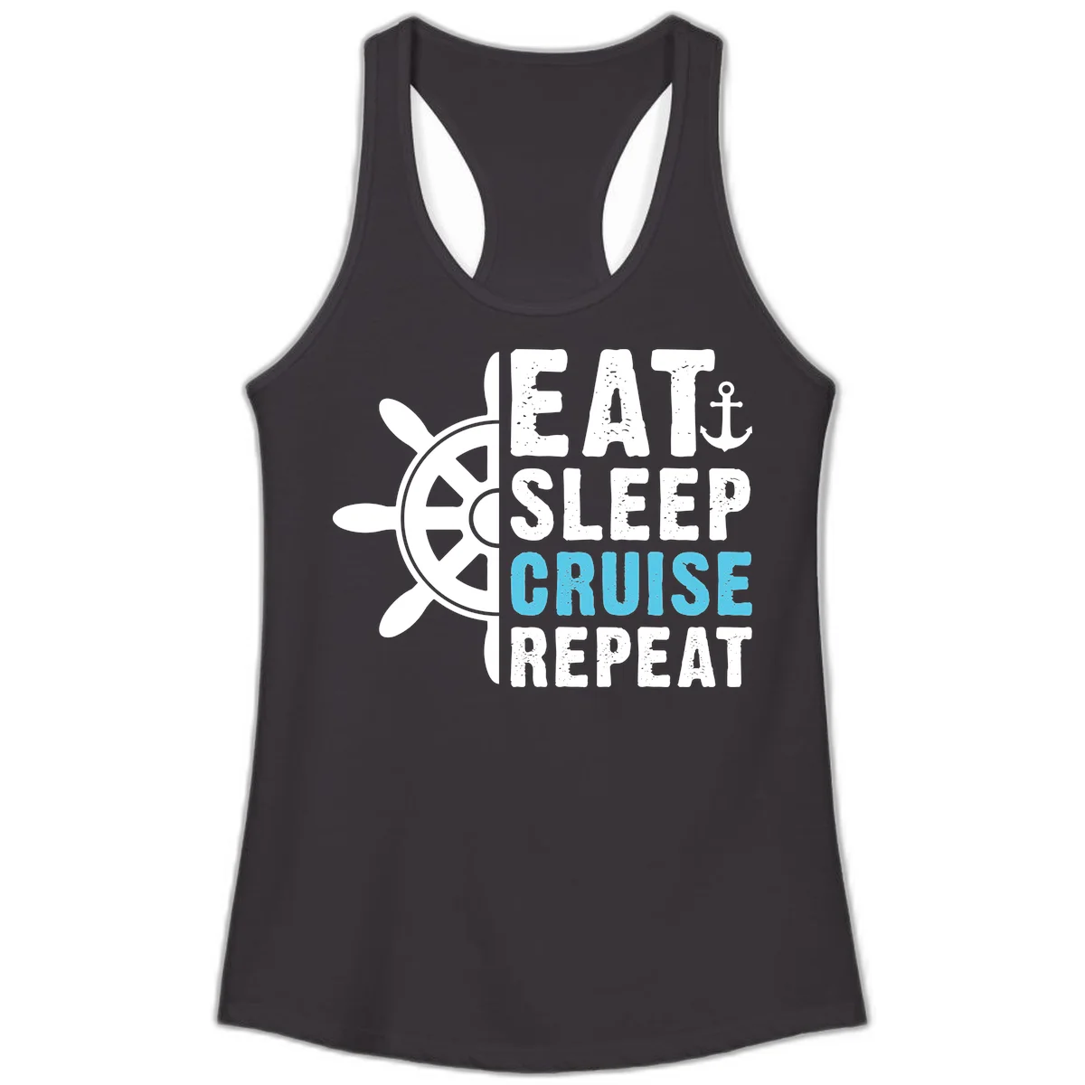 Eat Sleep Cruise Repeat Ladies Tank in Black