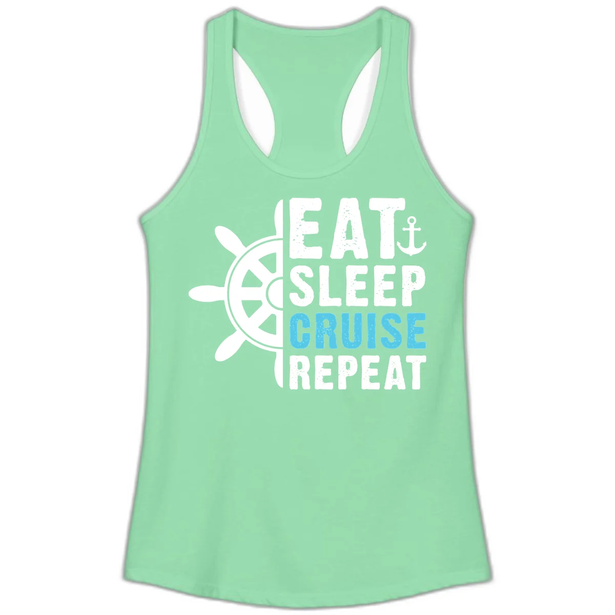 Eat Sleep Cruise Repeat Ladies Tank in Solid Mint