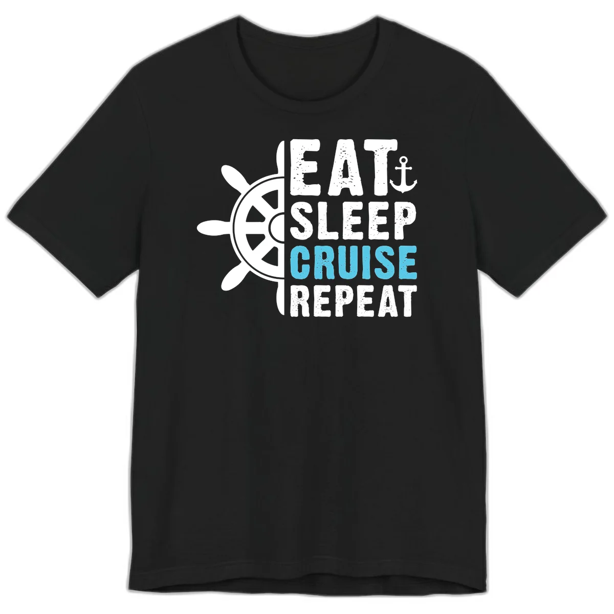Eat Sleep Cruise Repeat Premium T-Shirt in Black