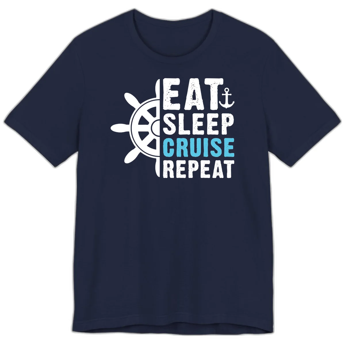 Eat Sleep Cruise Repeat Premium T-Shirt in Navy