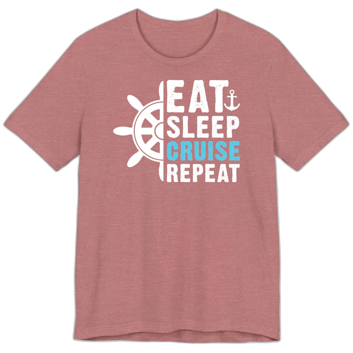 Eat Sleep Cruise Repeat Premium T-Shirt in Heather Mauve