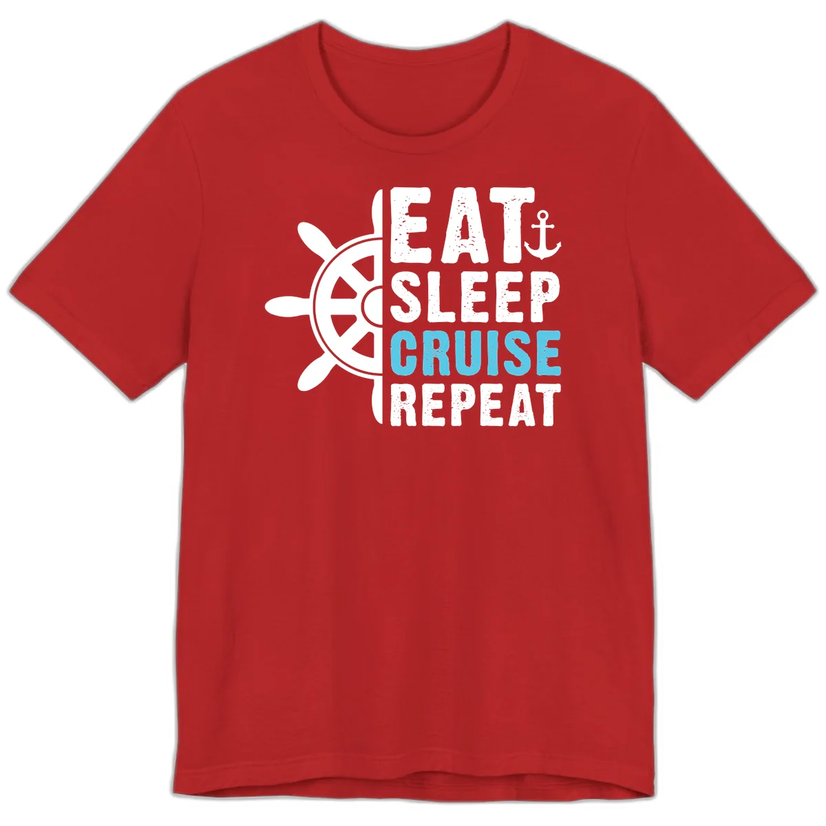 Eat Sleep Cruise Repeat Premium T-Shirt in Red